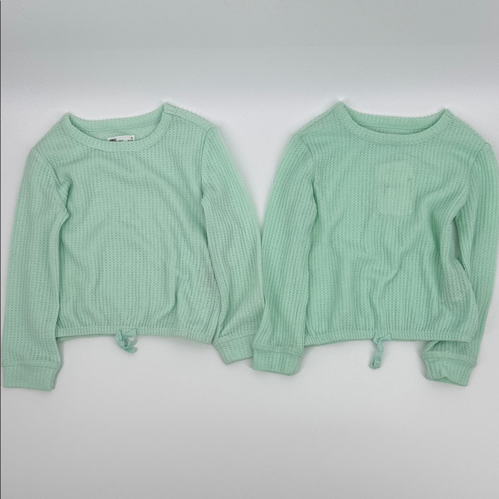 Epic Threads Mint Light Green Kids Waffle Knit Long Sleeve Tee Lot Of 2 Girls 5